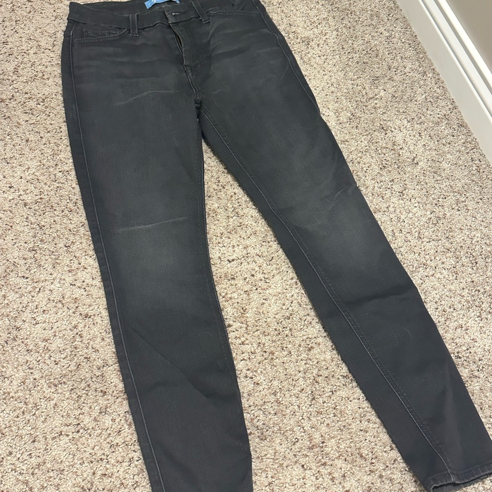 7 For All Mankind Black Skinny Jeans with Stretch